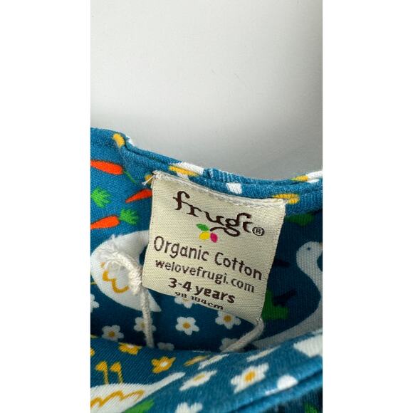 Frugi Parsnip Dungaree Blue Springtime Geese Unisex Kid 3-4Y Overalls New Cotton - Picture 6 of 9